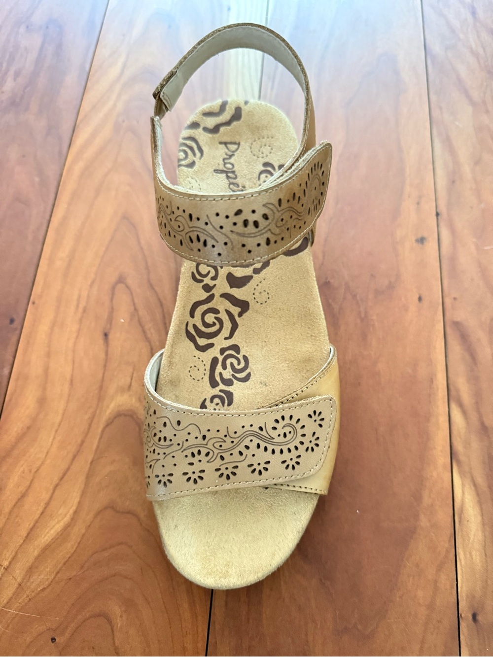 Propet Beige Laser-Cut Comfort Sandal